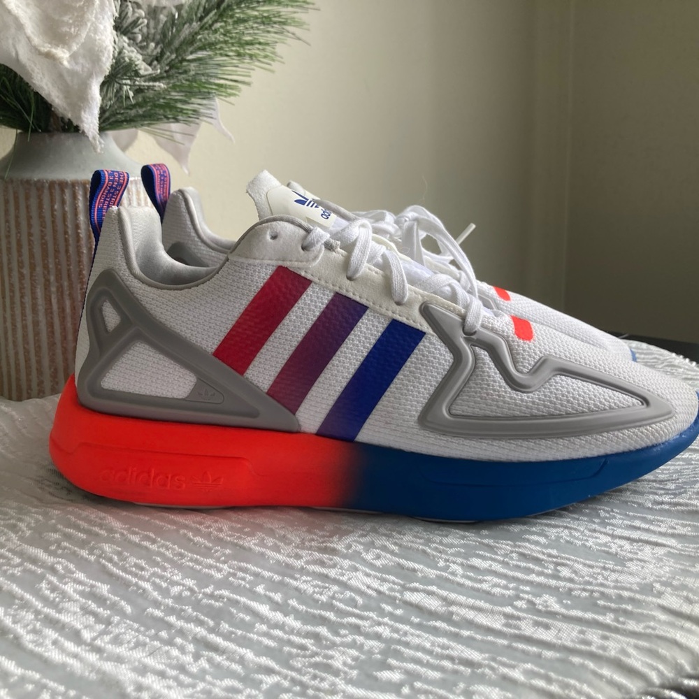 Adidas ZX 2K Boost White Red Blue Sneakers - Picture 10 of 10